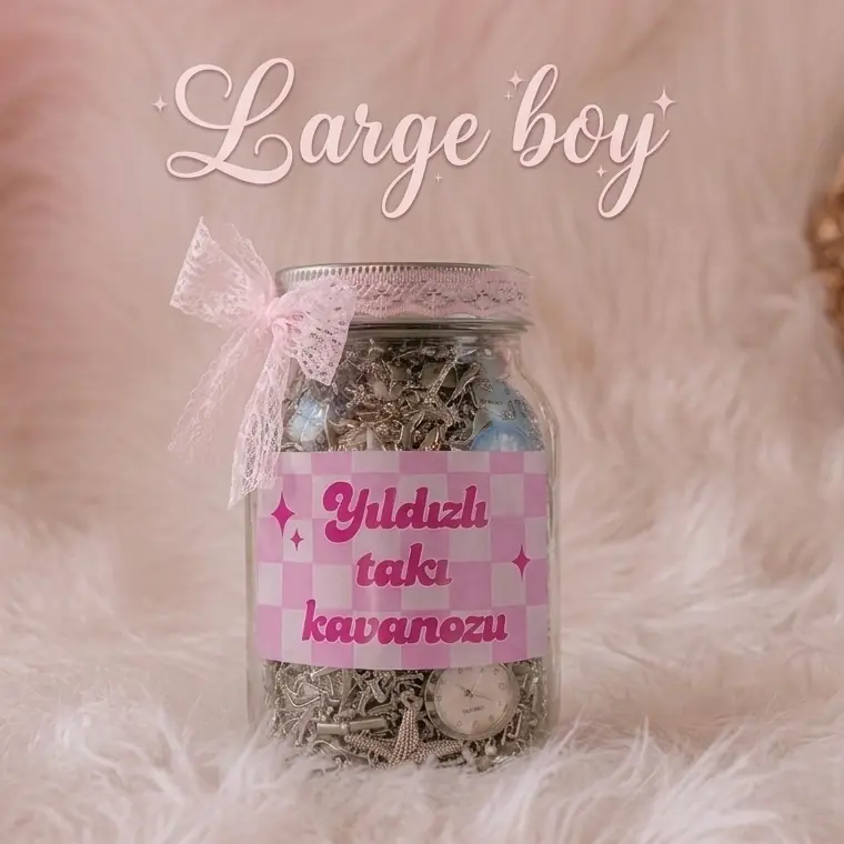 Ürün görseli yıldızlı takı kavanozu Large boy