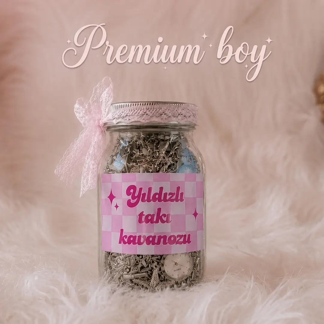 Ürün görseli yıldızlı takı kavanozu Premium boy